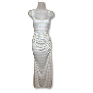 NWOT Victoria's Secret Ruched Maxi Dress White Striped Sleeveless Tank